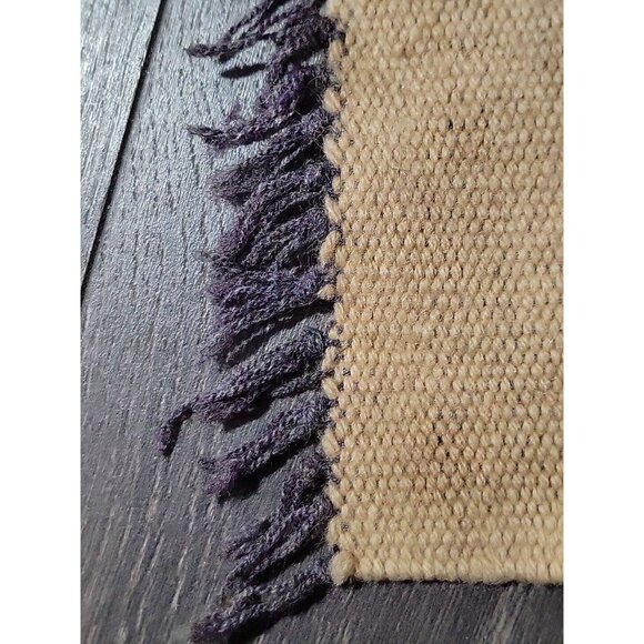 Chimayo Southwestern Woven Mat Runner Geometric Fringe 17x7in Vtg Farmhouse Prim